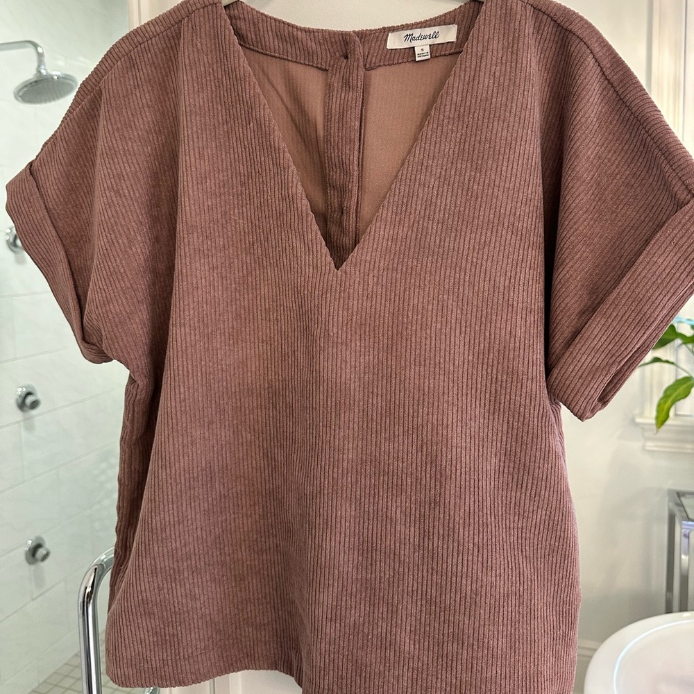 Madewell corduroy V-neck button back top